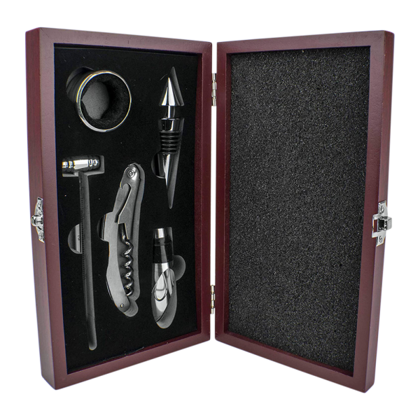 5-Piece Corkscrew Tool Set with Redwood Case