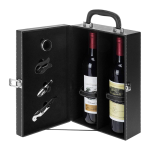 2-Bottle Wine Suitcase with 4-piece Corkscrew Tool Set