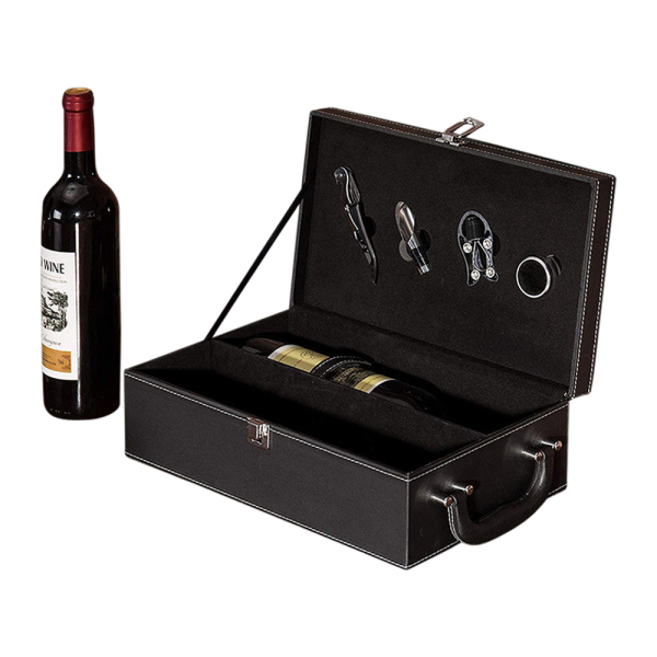 2-Bottle Wine Suitcase with 4-piece Corkscrew Tool Set