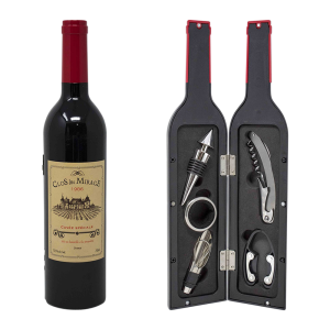 5-Piece Corkscrew Tool Set in Decorative Wine Bottle Case