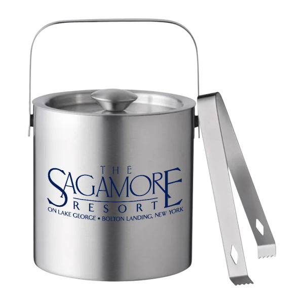 Double-Walled Stainless Steel Ice Bucket with Lid and Tongs