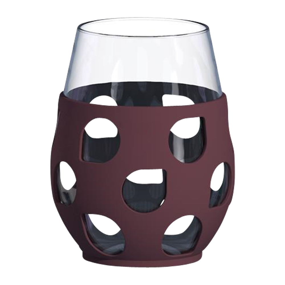 WNG-1913-Stemless-Glass-w:-Sleeve-4-Burgundy Stemless Wine Glass with Silicone Sleeve