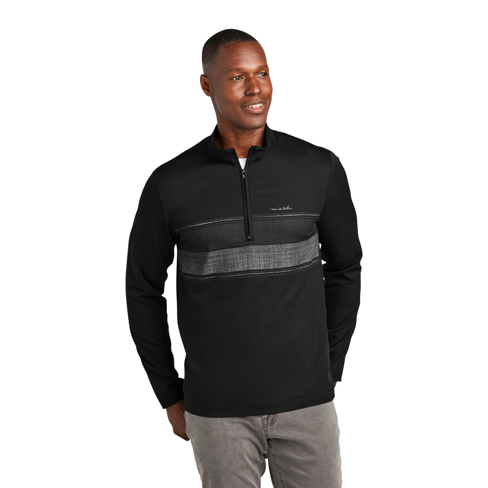 WNG-2250-TravisMathew-Balboa-Stripe-1-4-Zip-2-Black TravisMathew Balboa Chest Stripe 1/4-Zip