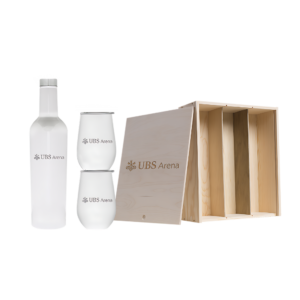 Wine Growler & Tumbler Set with Wooden Box and Bottle Slot