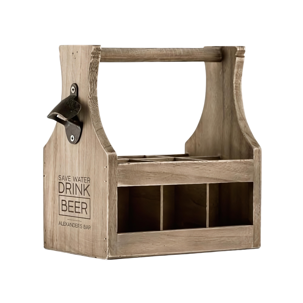 WNG-2568-Wood-Beer-Bottle-Caddy-3 Wood Beer Bottle Caddy with Opener