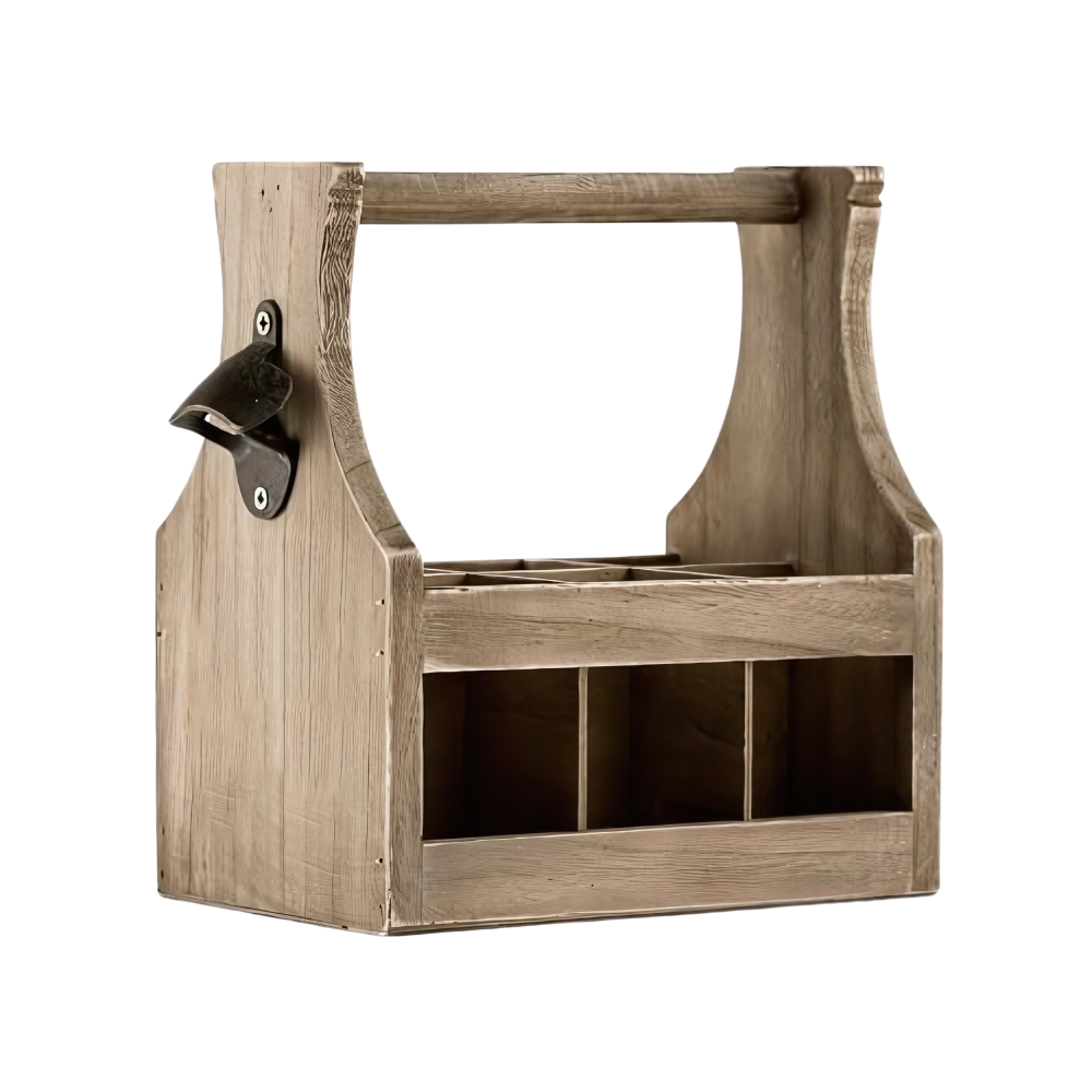 WNG-2568-Wood-Beer-Bottle-Caddy-4 Wood Beer Bottle Caddy with Opener