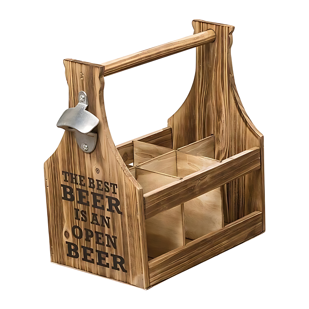 WNG-2568-Wood-Beer-Bottle-Caddy-5 Wood Beer Bottle Caddy with Opener