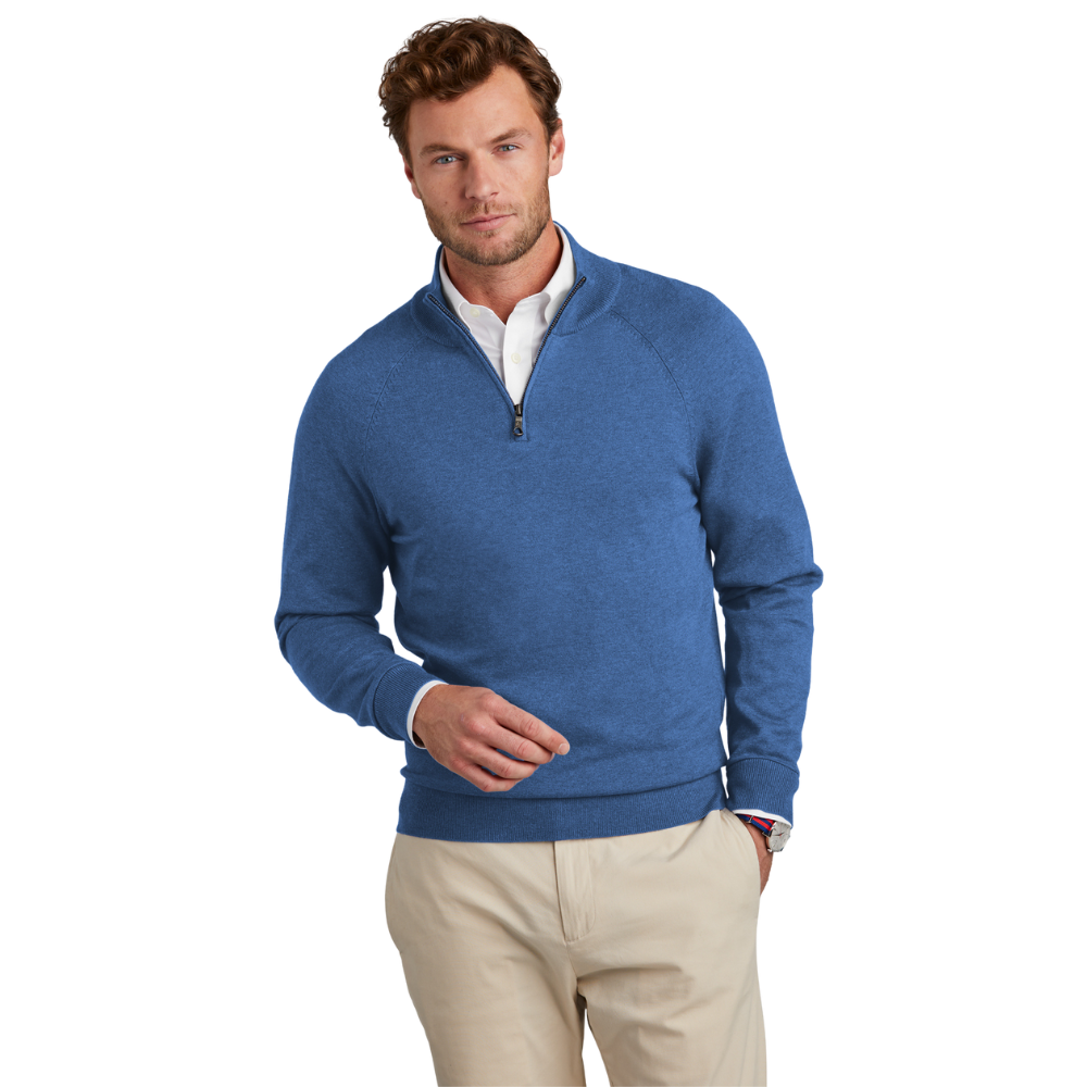 wng-2686-Brooks-Brothers®-Cotton-Stretch-1-4-Zip-Sweater-2-BlueHeather Brooks Brothers® Cotton Stretch 1/4-Zip Sweater