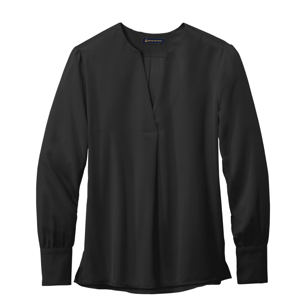 wng-2690-Brooks-Brothers®-Open-Neck-Satin-Blouse-6-Black Brooks Brothers® Women’s Open-Neck Satin Blouse
