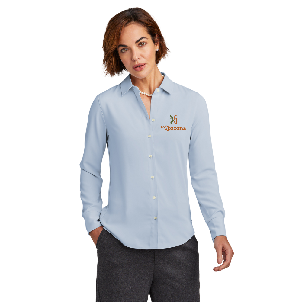 wng-2696-Brooks-Brothers®-Full-Button-Satin-Blouse-1-Blue Brooks Brothers® Women’s Full-Button Satin Blouse