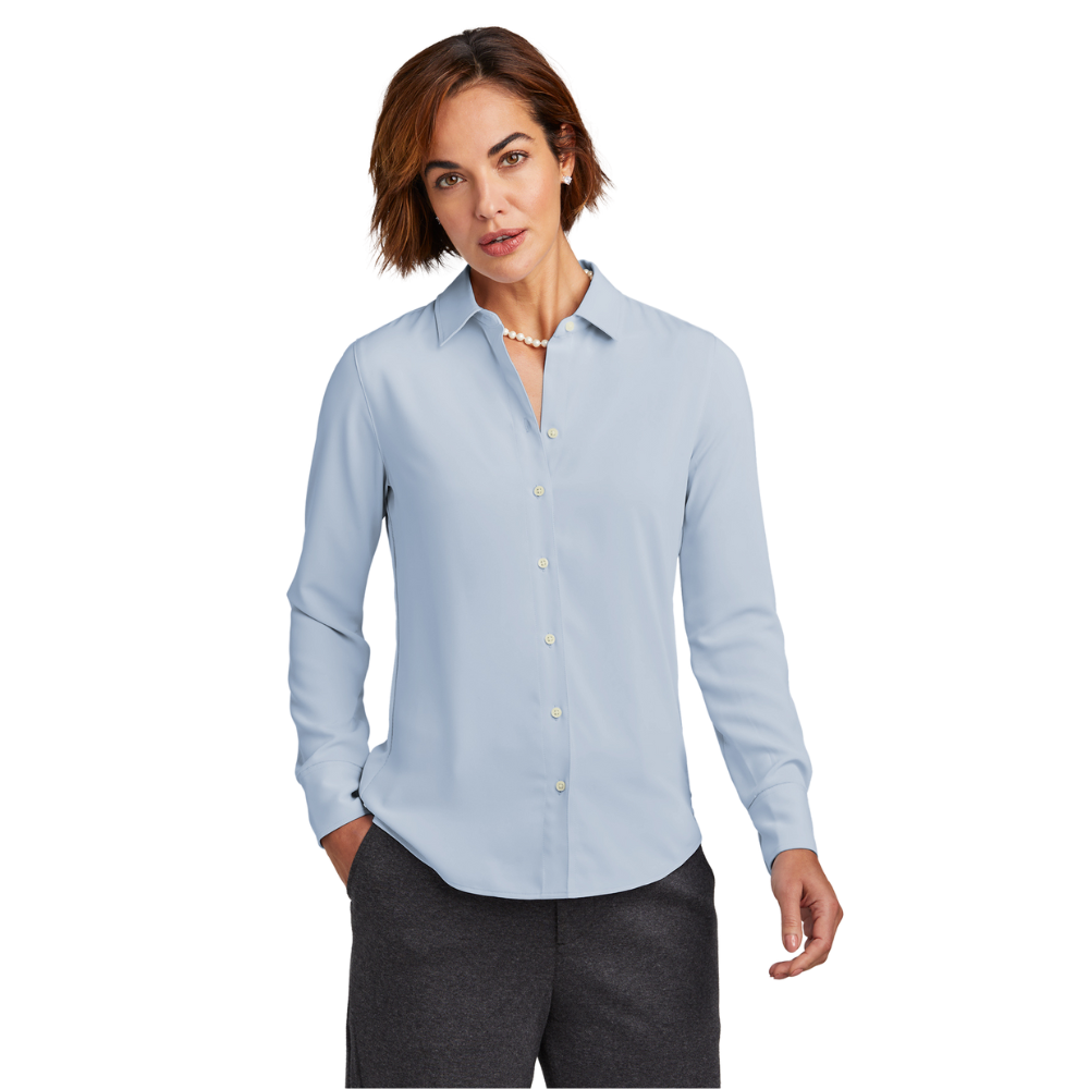 wng-2696-Brooks-Brothers®-Full-Button-Satin-Blouse-2-Blue Brooks Brothers® Women’s Full-Button Satin Blouse