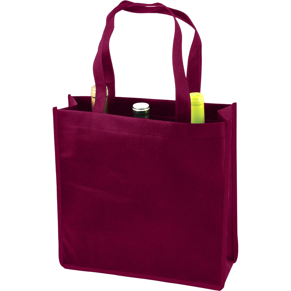 WNG-2940-3-Bottle-Non-Woven-Tote-5-Burgundy 3-Bottle Non-Woven Wine Tote