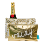 Metallic Vegan Leather Zippered Pouch