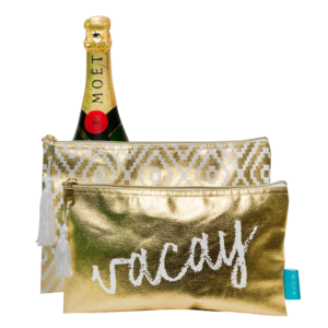 Metallic Vegan Leather Zippered Pouch