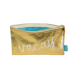 Metallic Vegan Leather Zippered Pouch