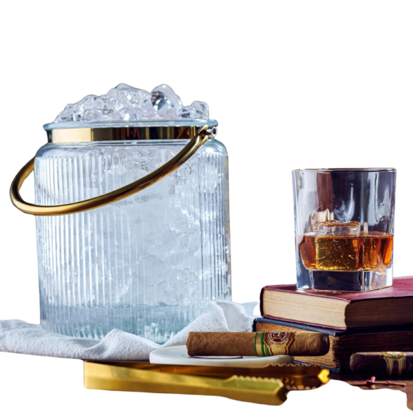 3L Ribbed Glass Ice Bucket with Airtight Lid