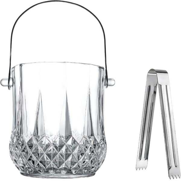 1.1L Mini Glass Ice Bucket with Handle and Tong