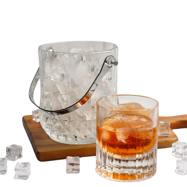 1.1L Mini Glass Ice Bucket with Handle and Tong