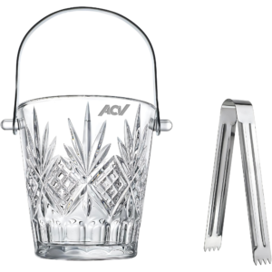 1L Mini Crystal Glass Ice Bucket with Handle and Tong