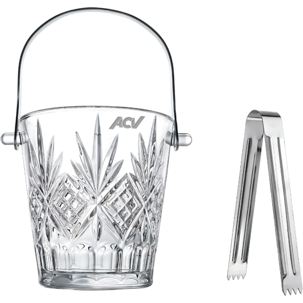 1L Mini Crystal Glass Ice Bucket with Handle and Tong