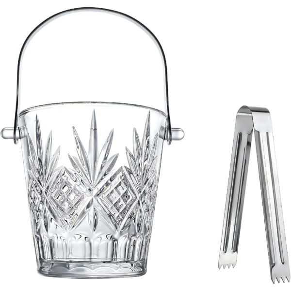 1L Mini Crystal Glass Ice Bucket with Handle and Tong