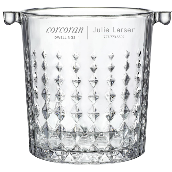 0.9L Mini Crystal Glass Ice Bucket with Handle and Tong