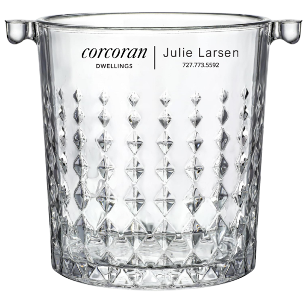 0.9L Mini Crystal Glass Ice Bucket with Handle and Tong