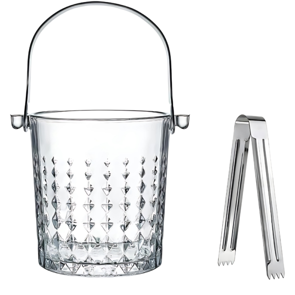 0.9L Mini Crystal Glass Ice Bucket with Handle and Tong