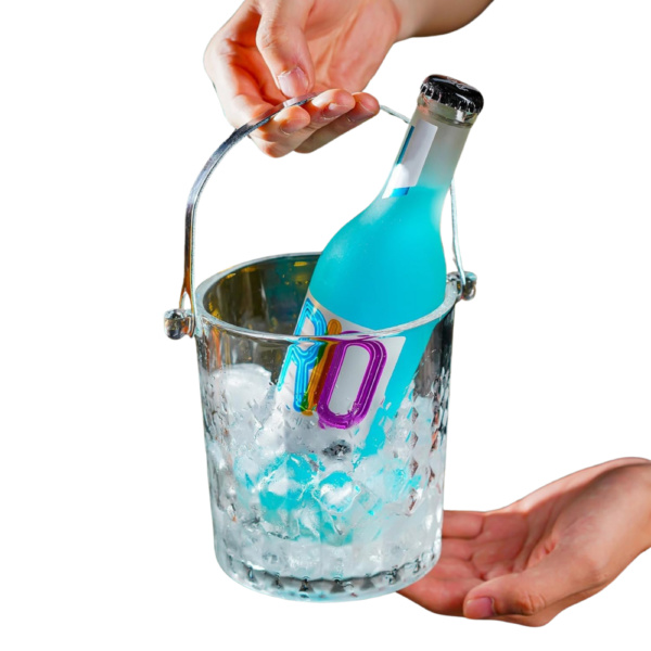 0.9L Mini Crystal Glass Ice Bucket with Handle and Tong