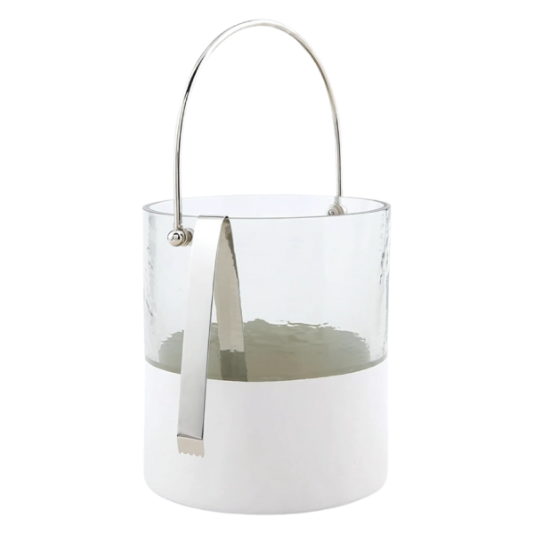 Glass Ice Bucket and Tongs Set