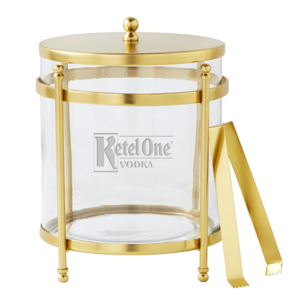 Antique Brass and Glass Ice Bucket