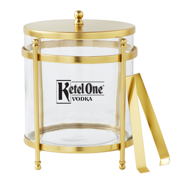 Antique Brass and Glass Ice Bucket