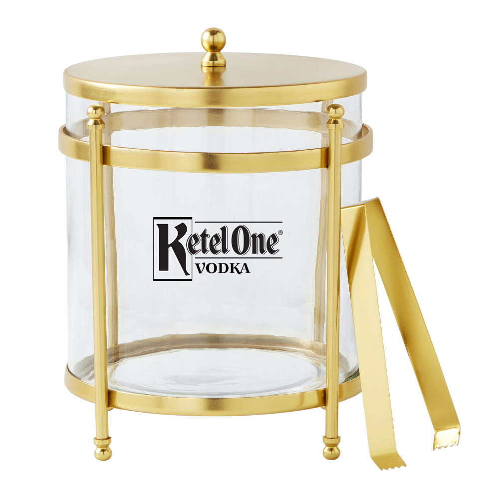 Antique Brass and Glass Ice Bucket