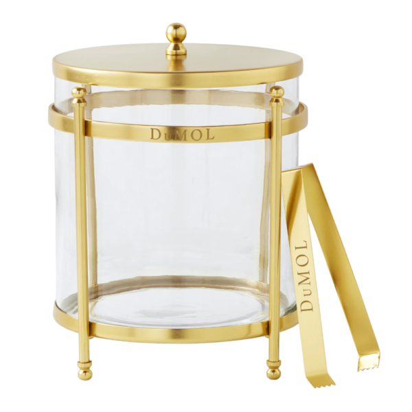 Antique Brass and Glass Ice Bucket
