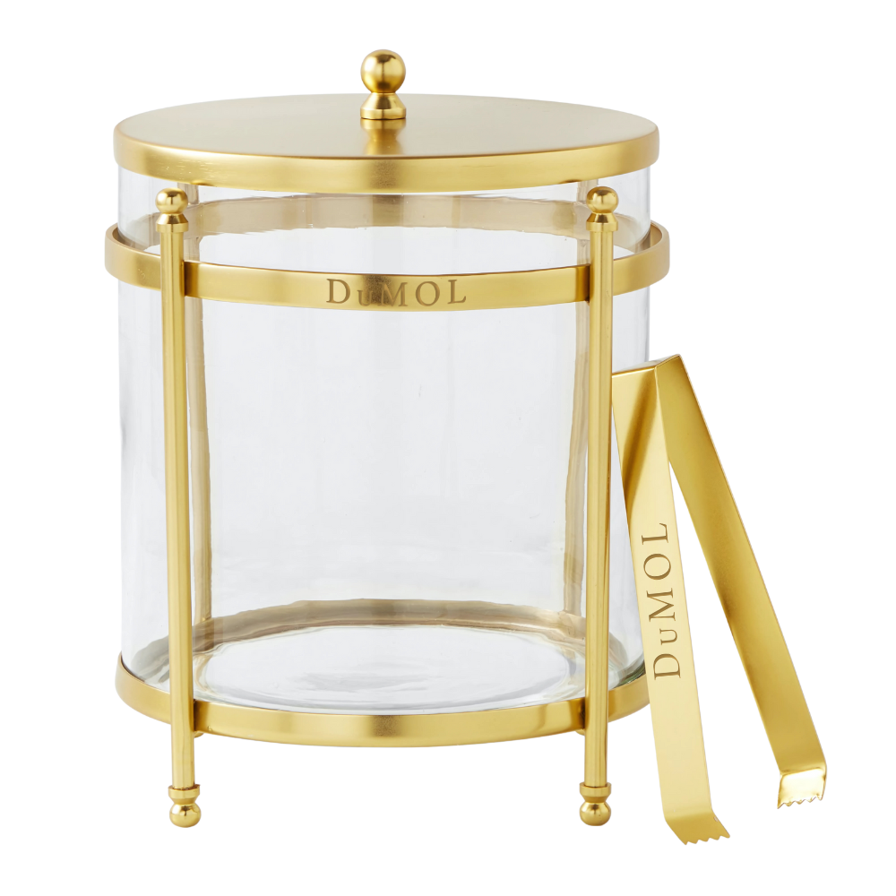 Antique Brass and Glass Ice Bucket