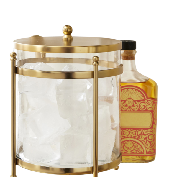 Antique Brass and Glass Ice Bucket