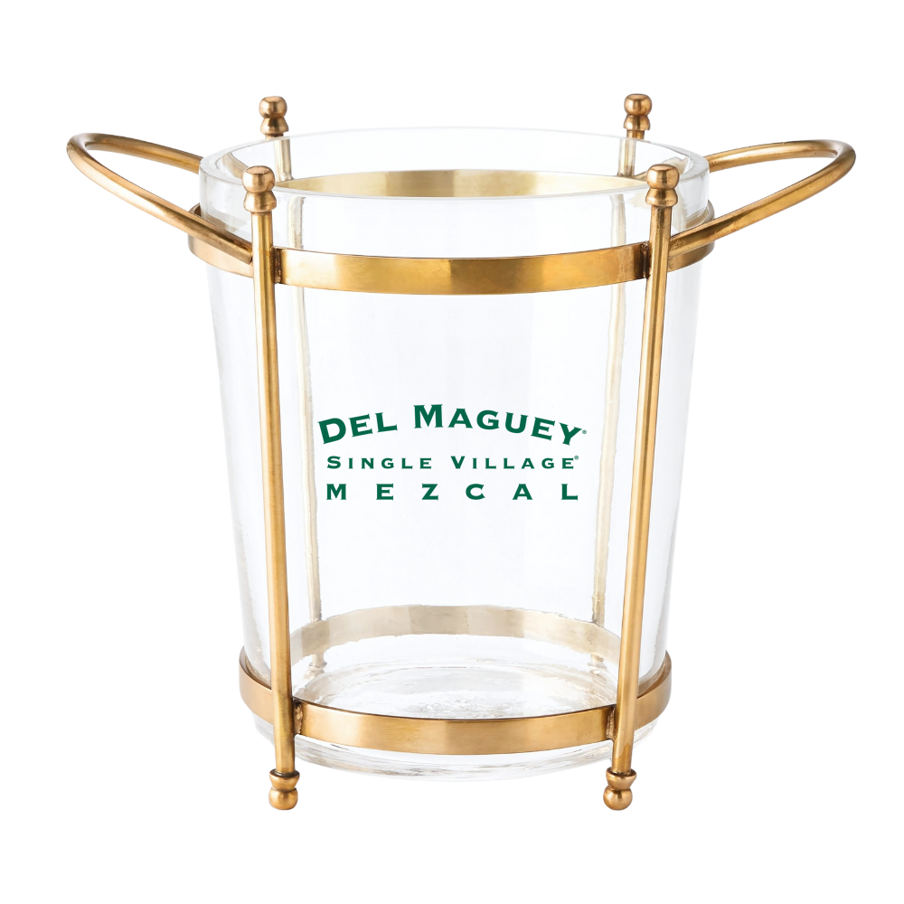 Antique Brass & Glass Champagne Bucket