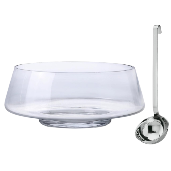 2.5Gal Footed Glass Punch Bowl with Ladle