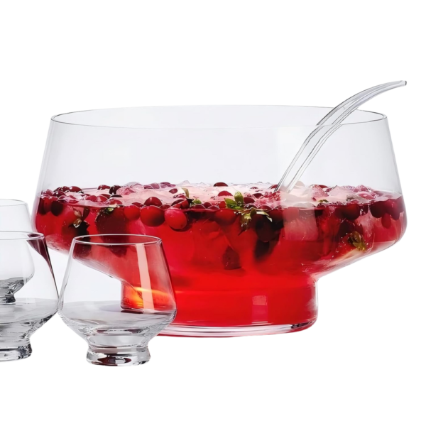 2.5Gal Footed Glass Punch Bowl with Ladle
