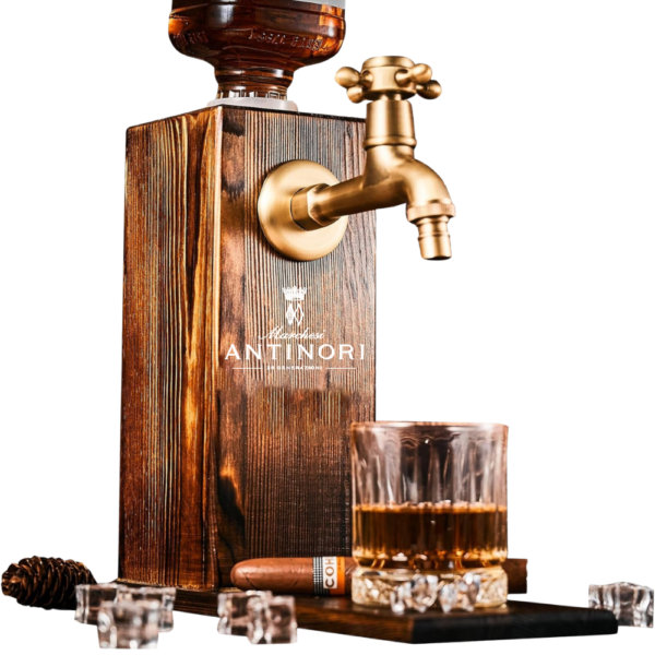 Wooden Whiskey Pourer with Brass Tap