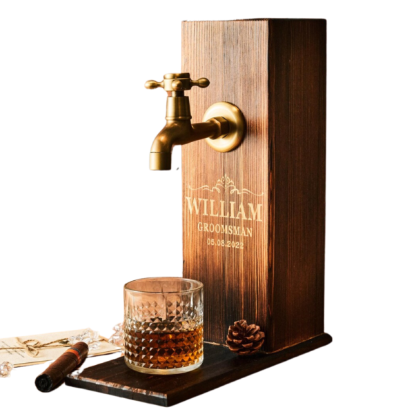 Wooden Whiskey Pourer with Brass Tap