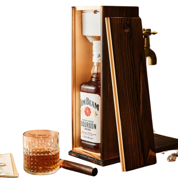 Wooden Whiskey Pourer with Brass Tap