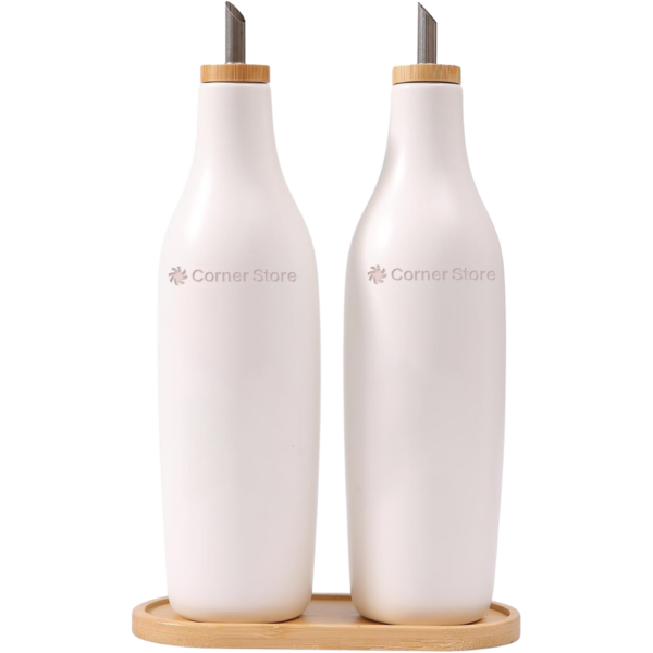 Olive Oil and Vinegar Ceramic Pourer Set