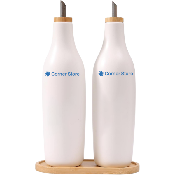 Olive Oil and Vinegar Ceramic Pourer Set