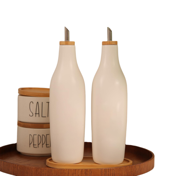 Olive Oil and Vinegar Ceramic Pourer Set