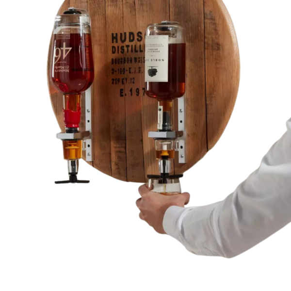 Barrel Head Sign Double Liquor Dispenser