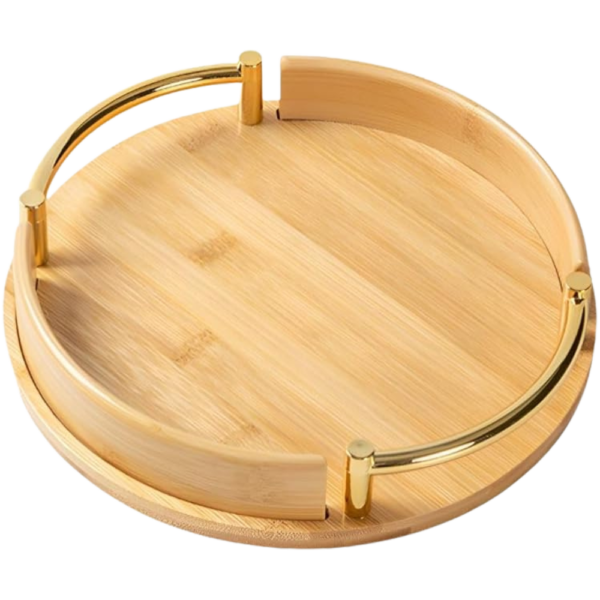 Round Bamboo Wooden Serving Tray