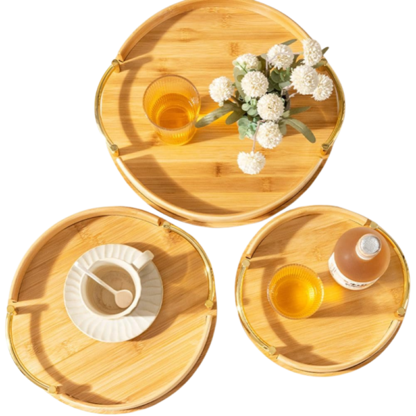 Round Bamboo Wooden Serving Tray