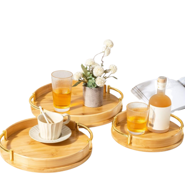 Round Bamboo Wooden Serving Tray