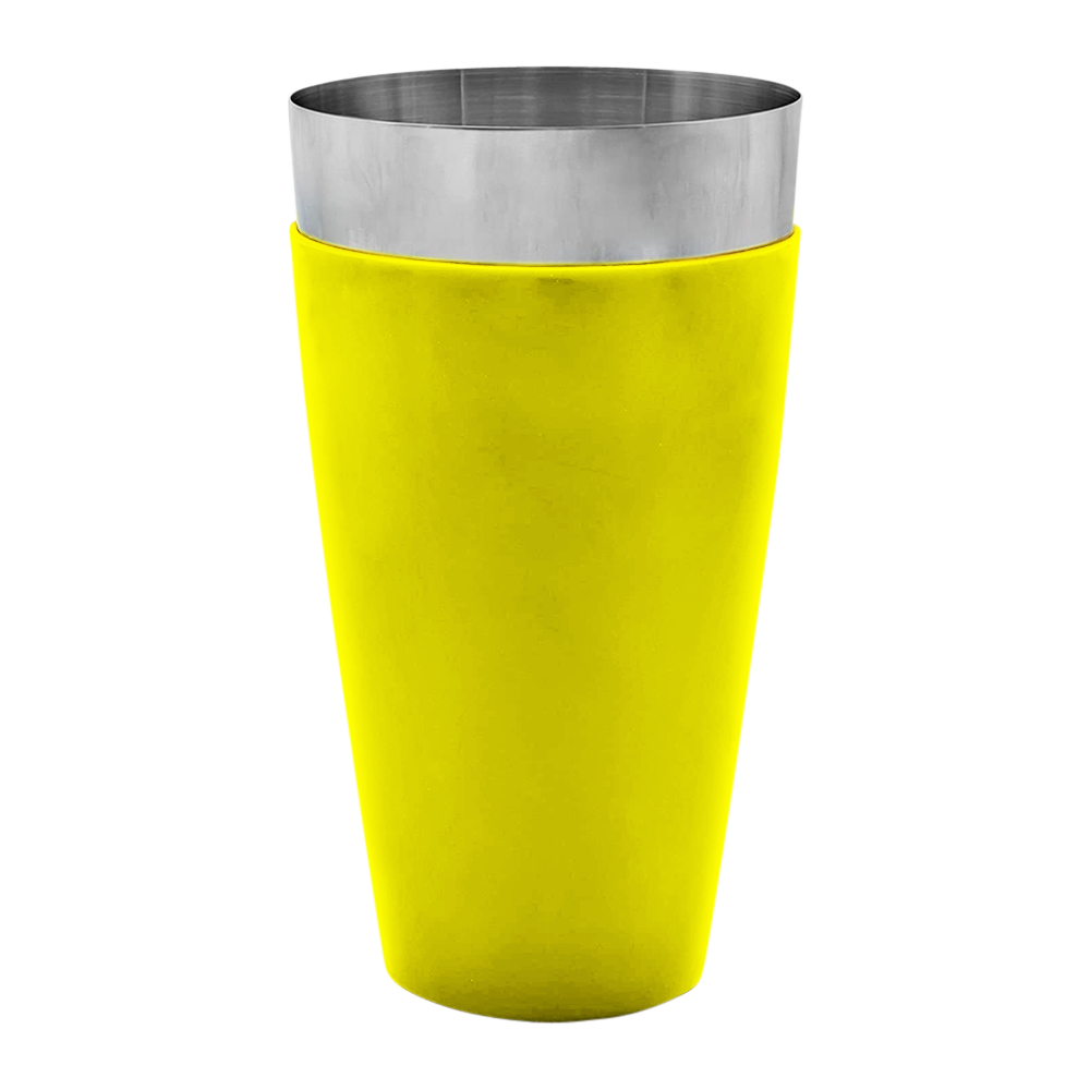 WNG-3128-Shaker + Cup-10-YellowVinyl Vinyl Shaker + Stainless Steel Shaker Cup